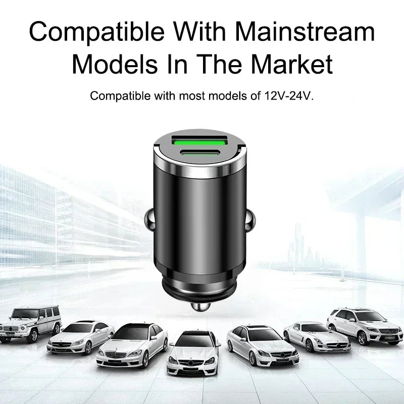 ar Dual USB Car Charger 100/200W Mini USB C Car Fast Charging Adapter