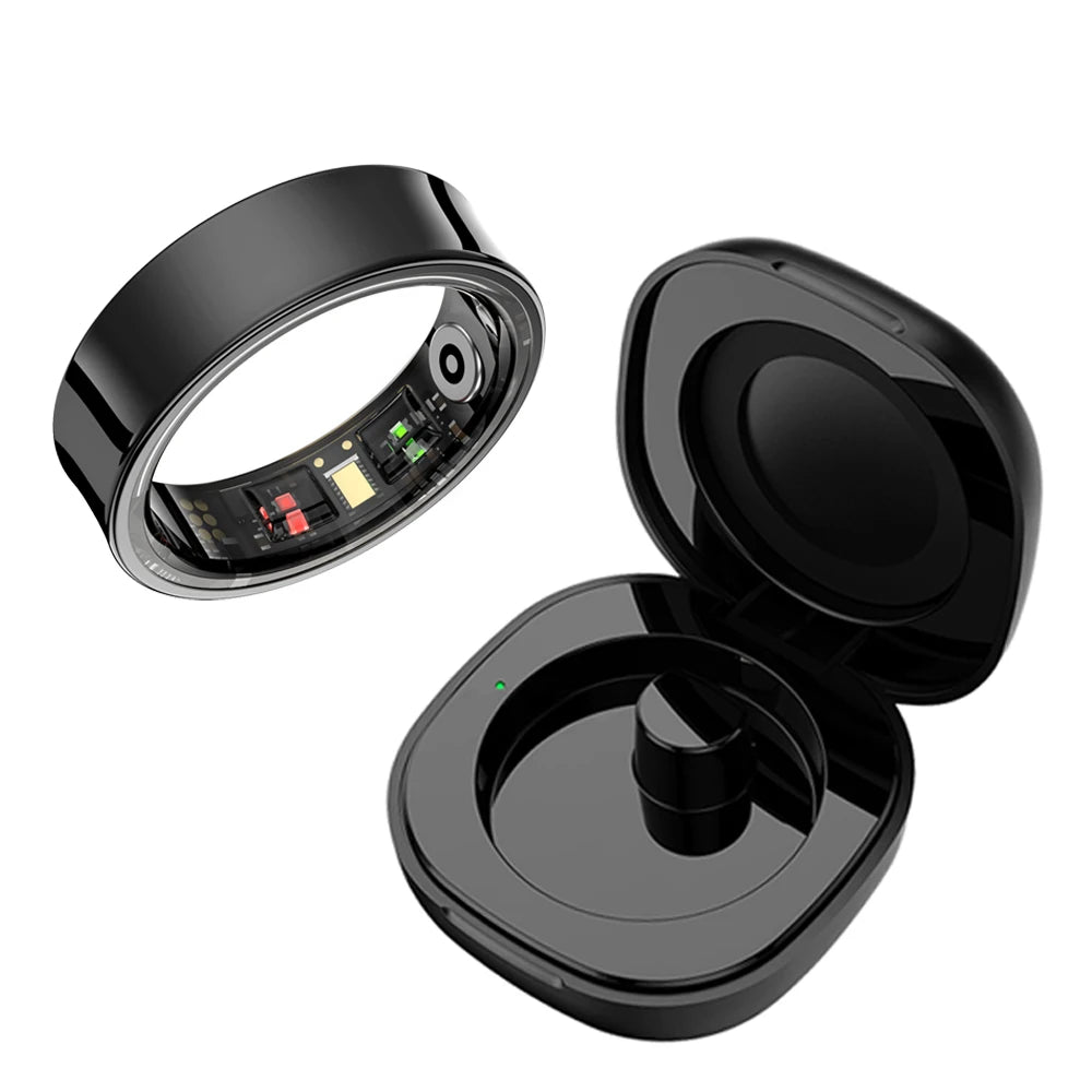 R09 Health Monitor Multi Sport Mode Skin Temperature Measurement 5ATM Waterproof Smart Ring With Charging Case