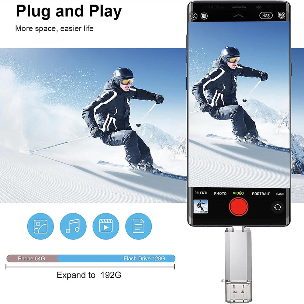 512G USB Flash Drive Photostick High Speed Sticks External Storage Pen Drive For Phone iPhone Android PC Copy Photo Videos Files