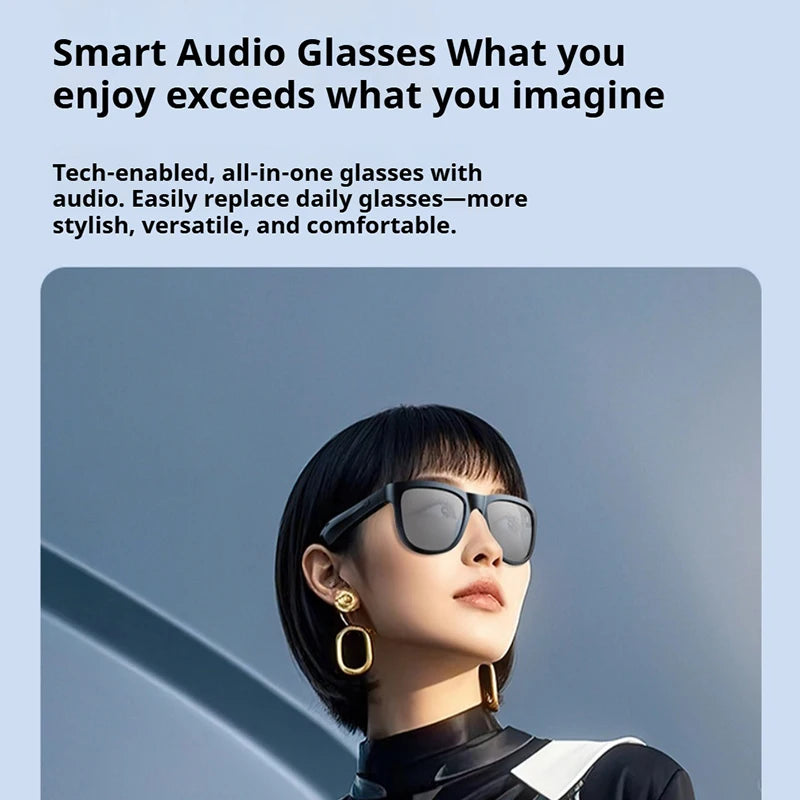 New OVO-1 AI Intelligent Translation Glasses Headphones Wireless Bluetooth 6.0 Earphones Outdoor Sunglasses Headset Long Standby