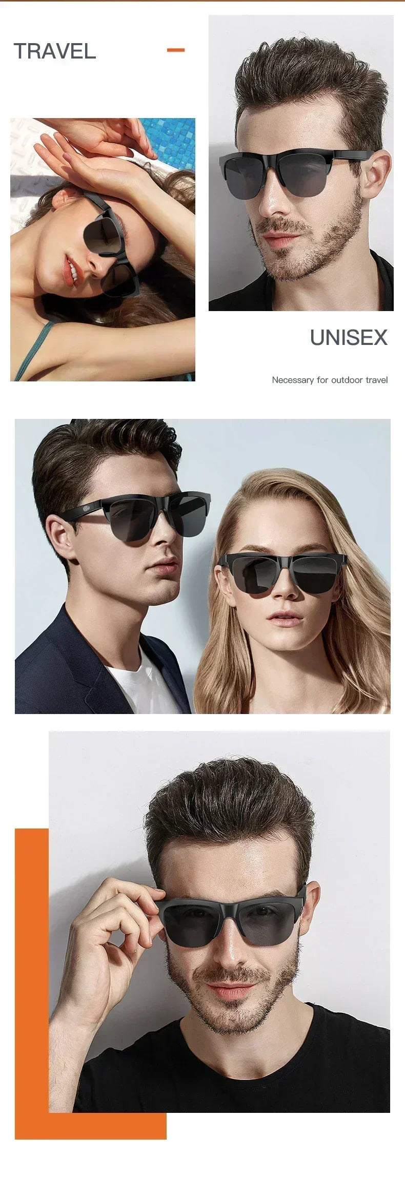 Smart Bluetooth Glasses Wireless Earphones Touch Mold Headset Bone Conduction Music Wireless Headset UV Proof Sunglasses