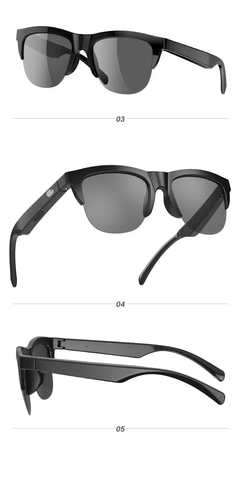 Smart Bluetooth Glasses Wireless Earphones Touch Mold Headset Bone Conduction Music Wireless Headset UV Proof Sunglasses