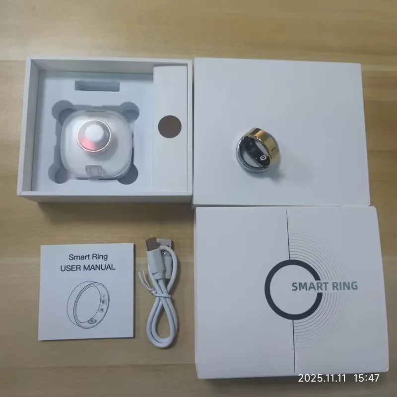 Health Ring Fitness Tracking Heart Rate Sleep Tracker IP68 Steel Wireless Charging Smart Ring App Control 5-10
