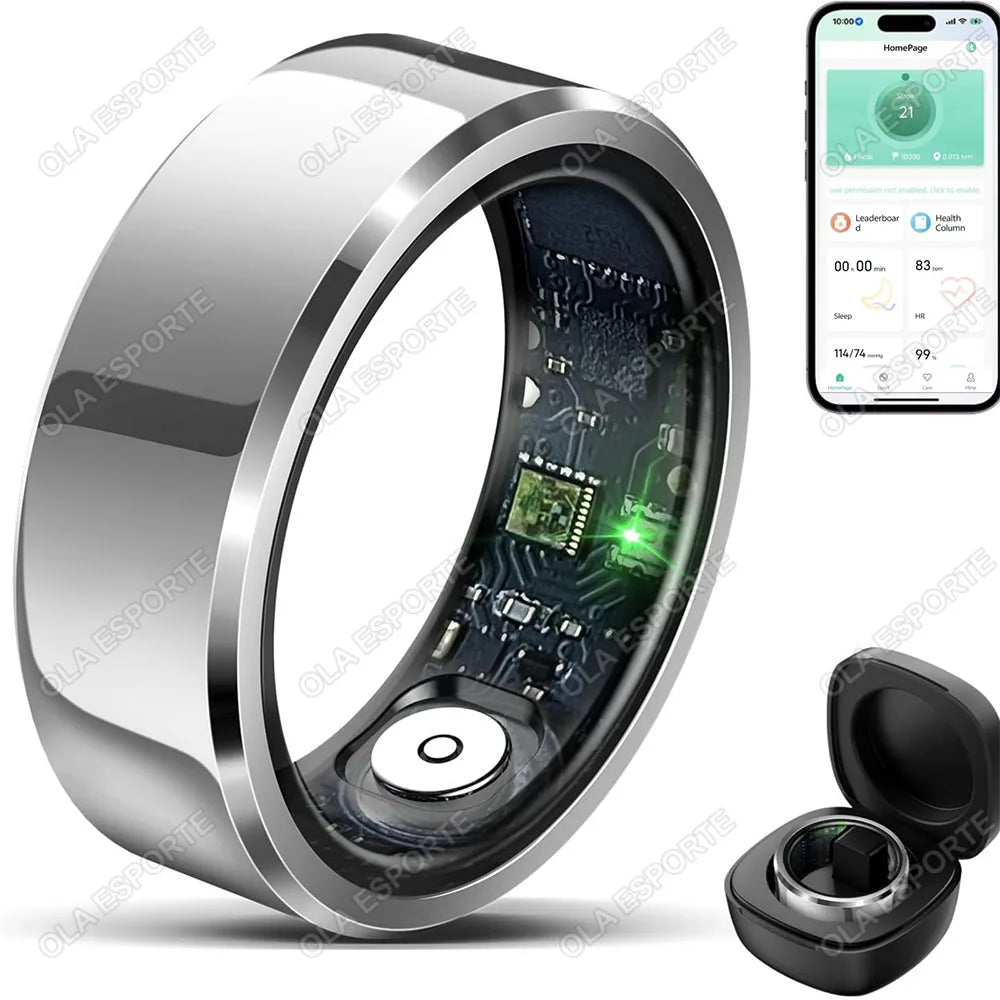 Health Smart Ring Men Women, Heart Rate and Blood Oxygen Monitor Smartring Waterproof Multi-sport Mode