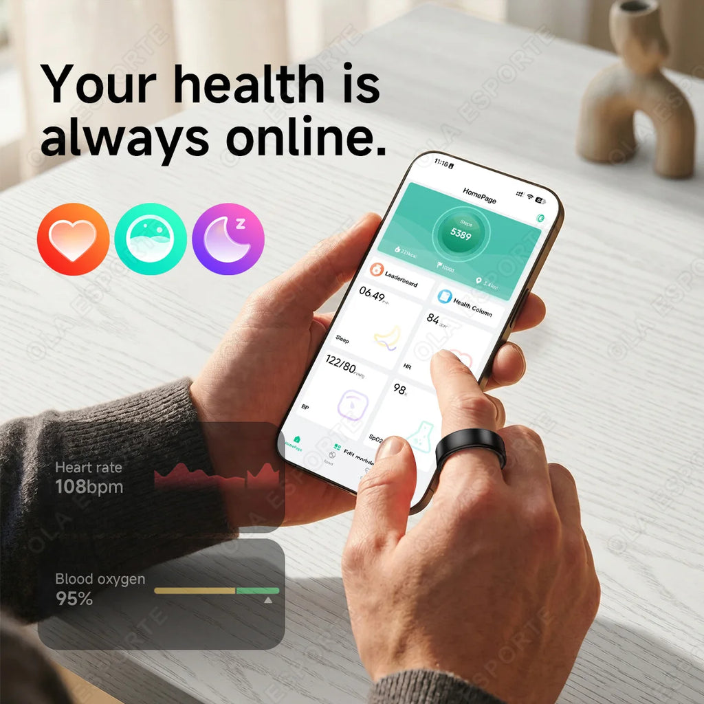 R10 Smart Ring with Charging Case Multi-color Ring Men Women Health Sleep Heart Rate Monitoring IP68 Waterproof Multi-sport Mode