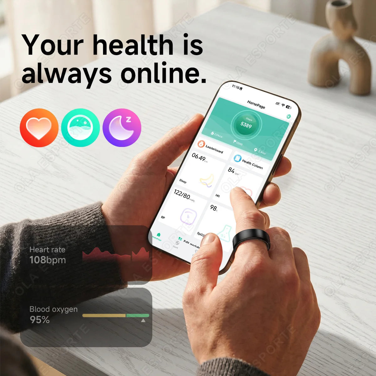 R10 Smart Ring with Charging Case Multi-color Ring Men Women Health Sleep Heart Rate Monitoring IP68 Waterproof Multi-sport Mode