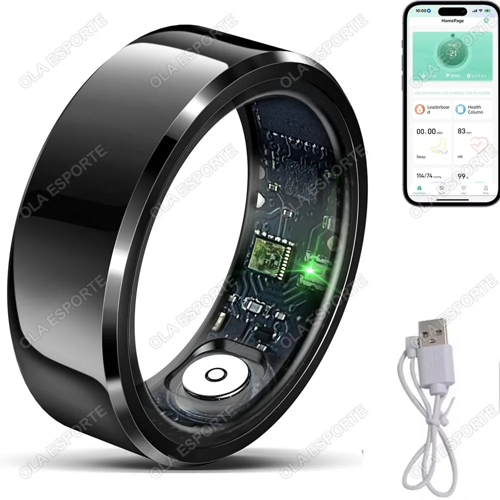 Health Smart Ring Men Women, Heart Rate and Blood Oxygen Monitor Smartring Waterproof Multi-sport Mode
