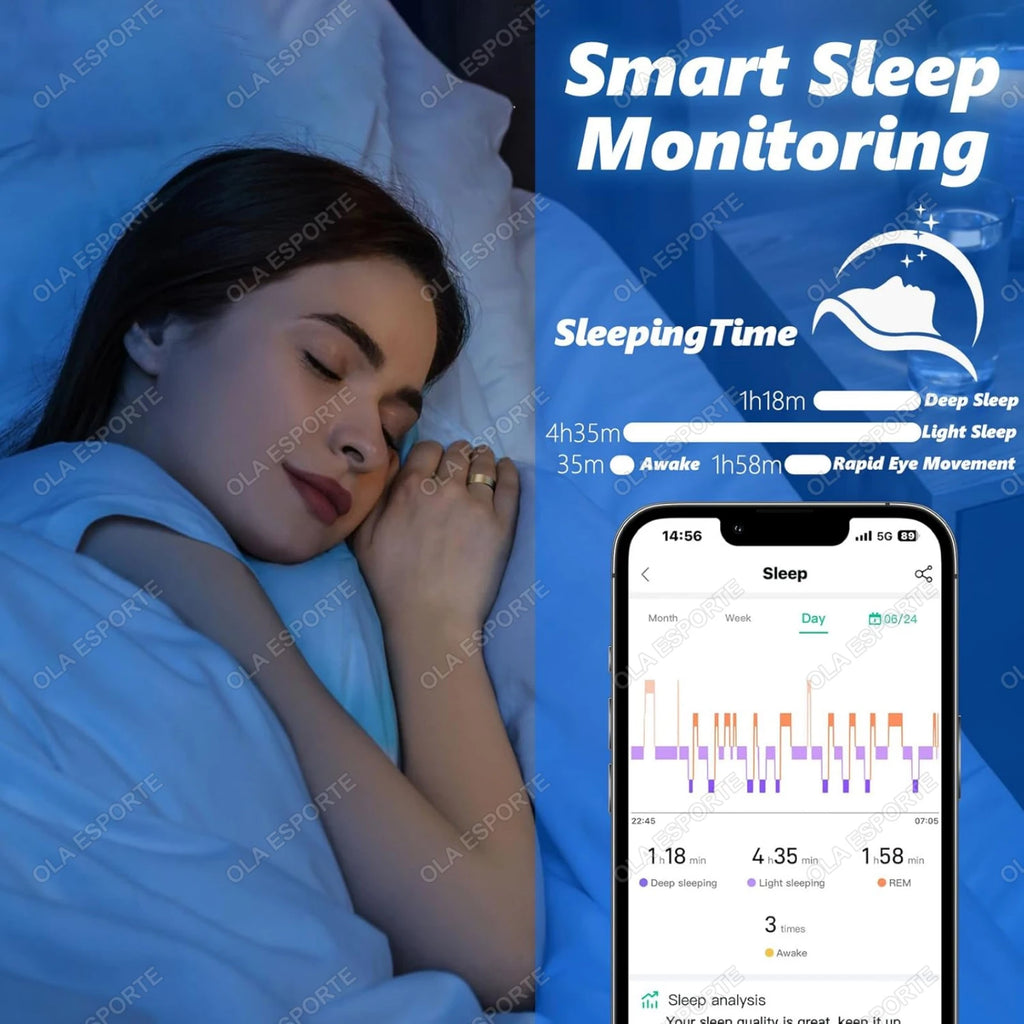 Health Smart Ring Men Women, Heart Rate and Blood Oxygen Monitor Smartring Waterproof Multi-sport Mode