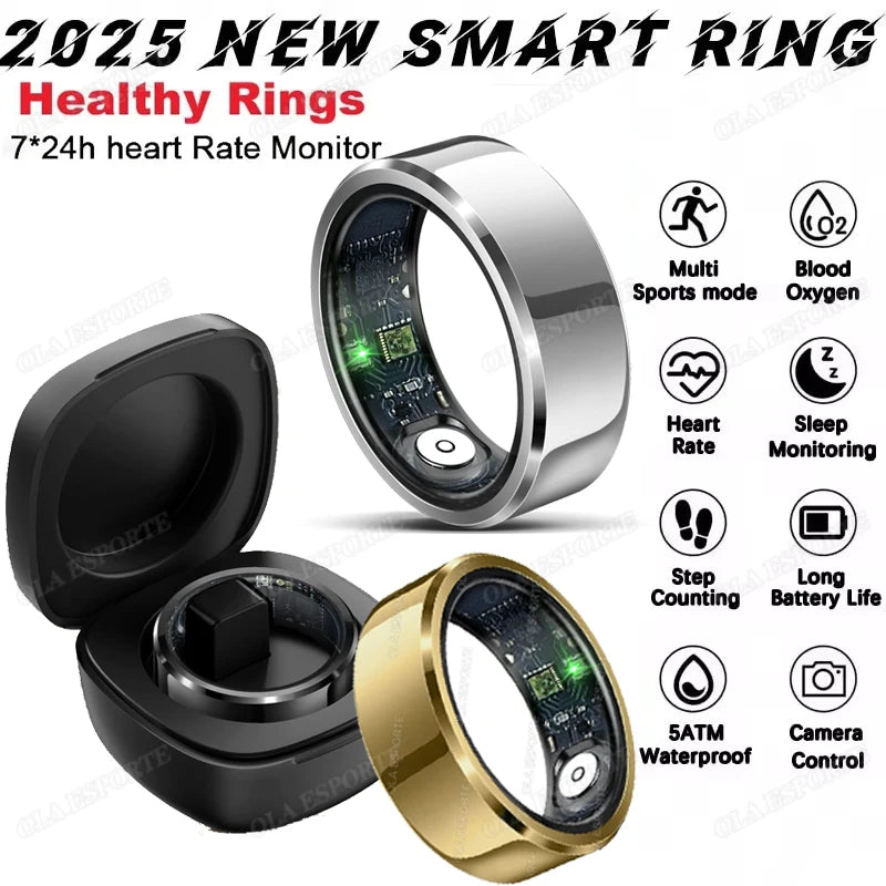 Health Smart Ring Men Women, Heart Rate and Blood Oxygen Monitor Smartring Waterproof Multi-sport Mode