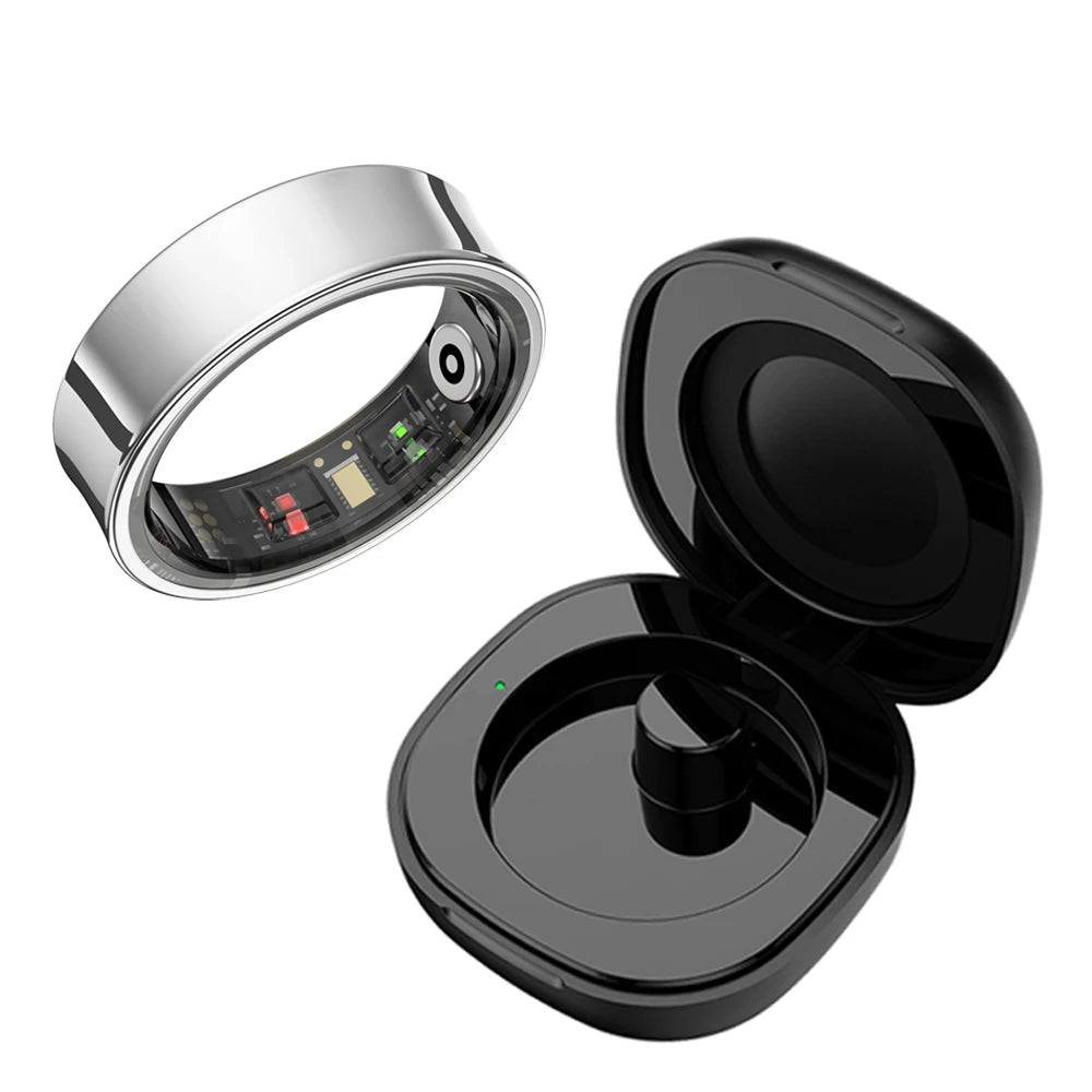 R09 Health Monitor Multi Sport Mode Skin Temperature Measurement 5ATM Waterproof Smart Ring With Charging Case
