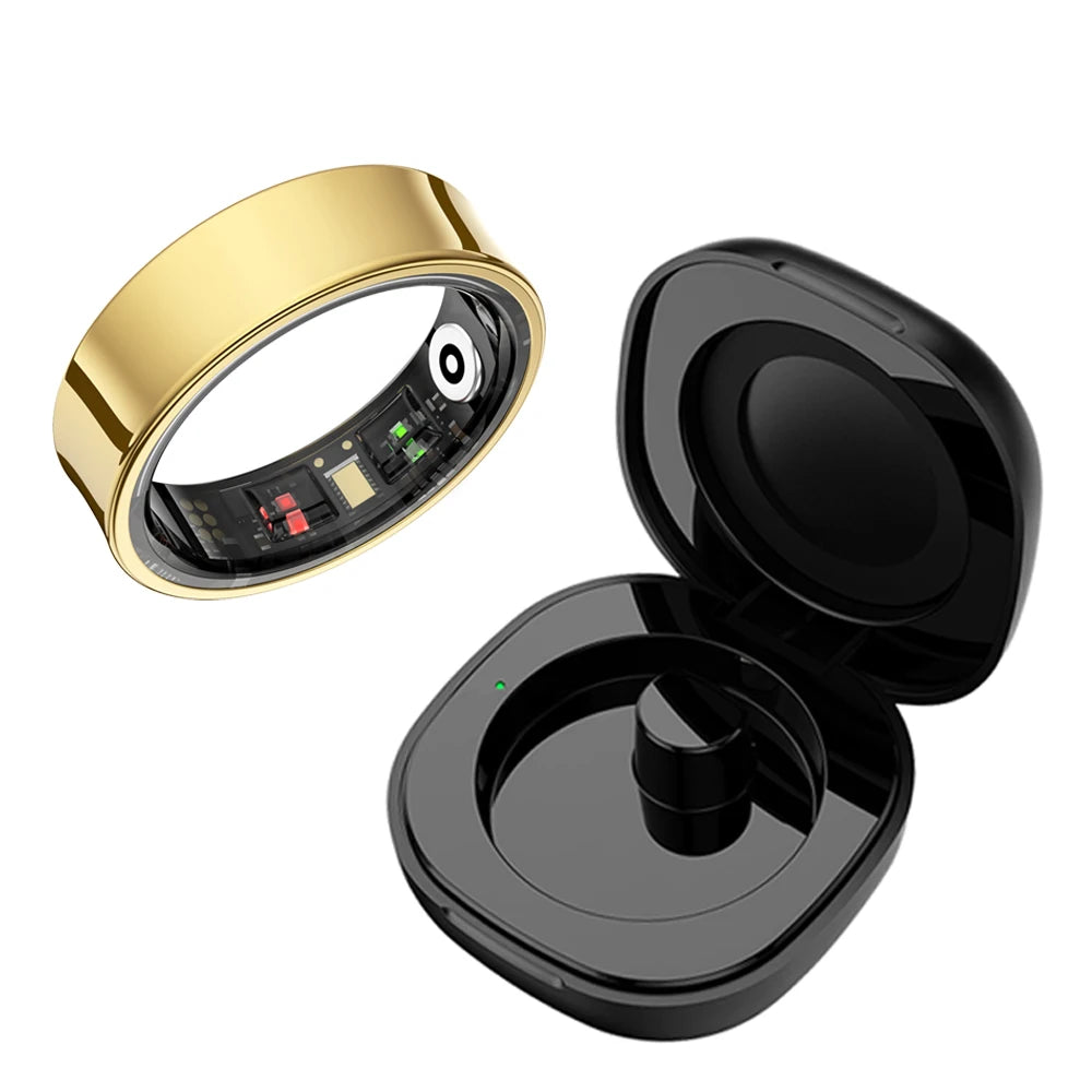 R09 Health Monitor Multi Sport Mode Skin Temperature Measurement 5ATM Waterproof Smart Ring With Charging Case