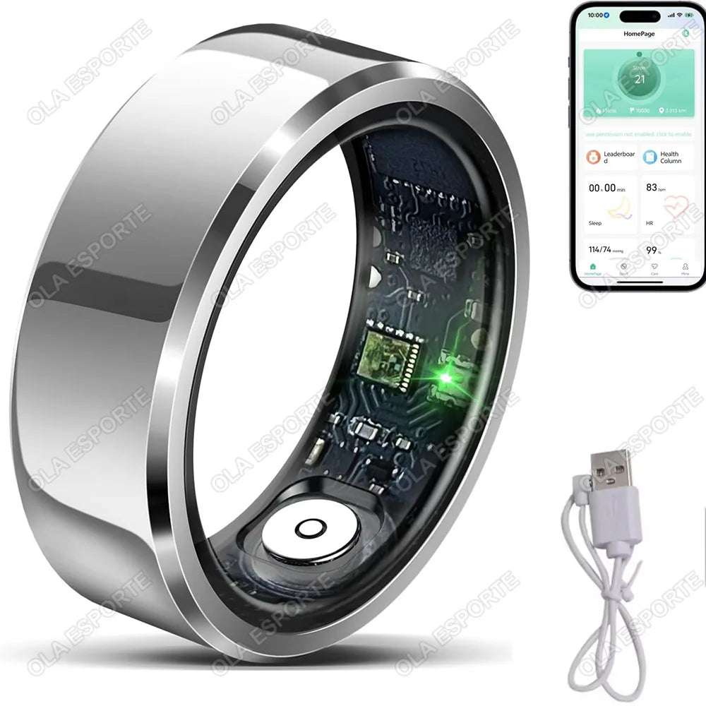 Health Smart Ring Men Women, Heart Rate and Blood Oxygen Monitor Smartring Waterproof Multi-sport Mode